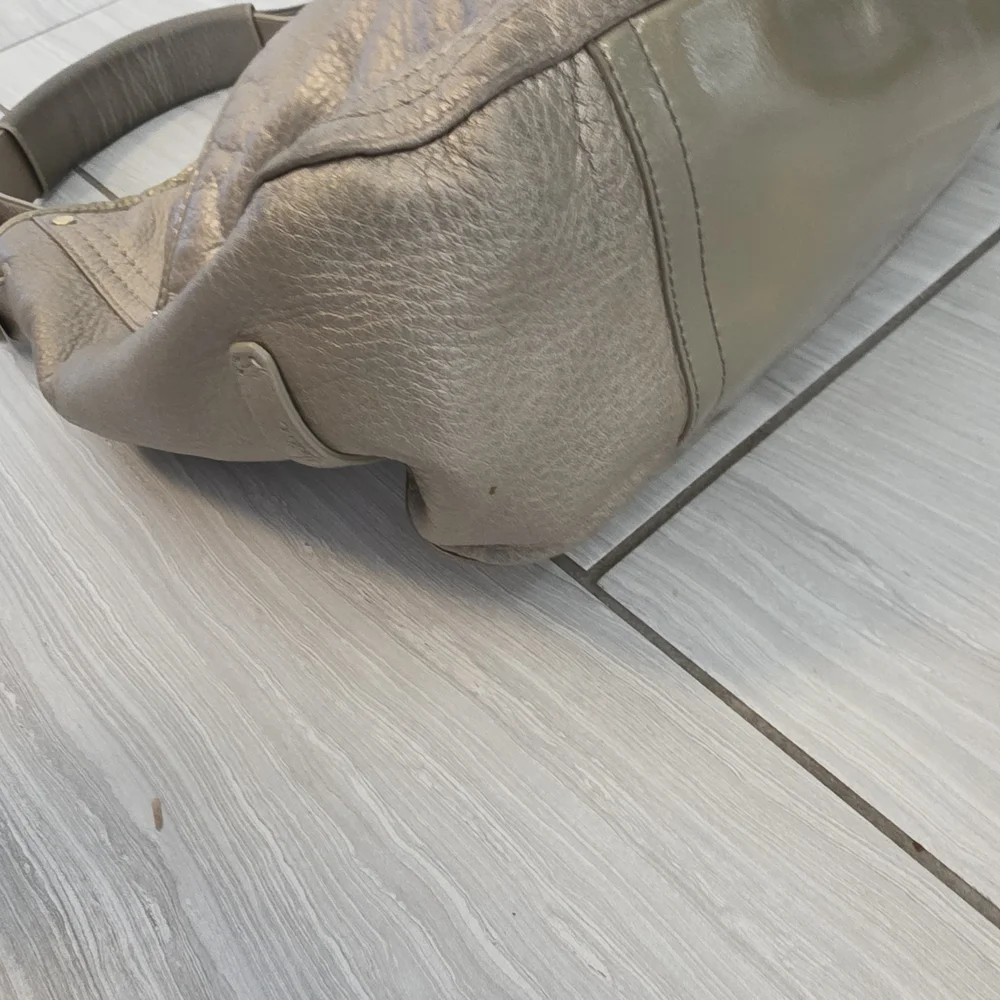 Cole Haan Metallic Taupe Leather Hobo Shoulder Bag